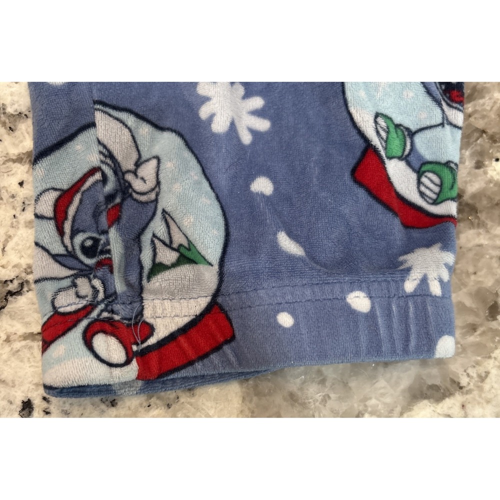 Disney Stitch Christmas Snowglobe Pajama Pants Sz XL Soft Snow Lights Hat Happy - Picture 9 of 10